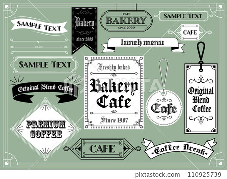 Antique atmosphere cafe logo ribbon material Antique atmosphere cafe logo ribbon material 110925739