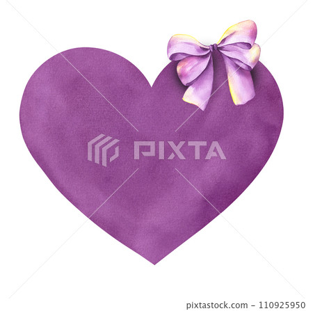 Watercolor heart for Valentines Day with bow Watercolor heart for Valentines Day with bow 110925950