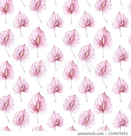 Watercolor pattern with dry athurium flowers in pastel colors in boho style Watercolor pattern with dry athurium flowers in pastel colors in boho style 110925952