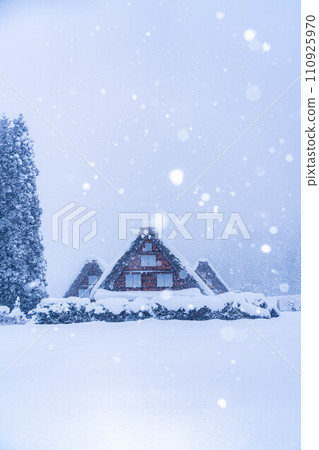 [World Heritage Site] Heavy snowfall in Shirakawa-go/Sanrensho [Gifu Prefecture] 110925970