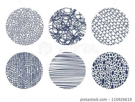 Hand drawn rounded patterns. Scribble abstract dotted shapes, spotted hatching scribble patterns flat doodle vector illustration set Hand drawn rounded patterns. Scribble abstract dotted shapes, spotted hatching scribble patterns flat doodle vector illustration set 110926619