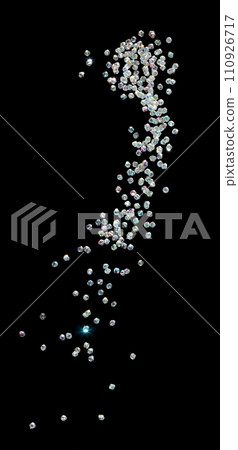 Flying diamond crystal bead sparkle. Precious gems stone diamond spark blink celebrate, explode in air, diamond crystal bead fly throw particle. Black background isolated, selective focus Flying diamond crystal bead sparkle. Precious gems stone diamond spark blink celebrate, explode in air, diamond crystal bead fly throw particle. Black background isolated, selective focus 110926717