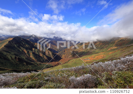 [Fixed price] Mt. Tanigawa Autumn leaves and snow seen from near Toma no Emi 110926752