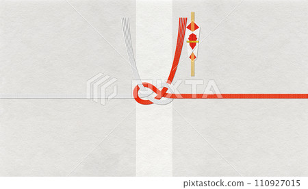 Image of traditional Japanese paper and red and white mizuhiki, “Awaji knot” for auspicious occasions and celebrations 110927015