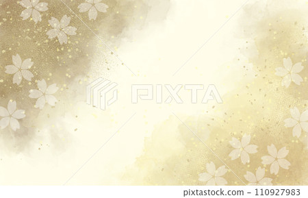 Japanese background of gold gilt cherry blossoms 110927983