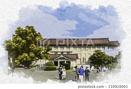 Watercolor style Ueno Park Tokyo National Museum Taito-ku, Tokyo Watercolor style Ueno Park Tokyo National Museum Taito-ku, Tokyo 110928001