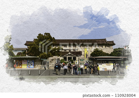 水彩風格上野公園東京國立博物館東京台東區 水彩風格上野公園東京國立博物館東京台東區 110928004