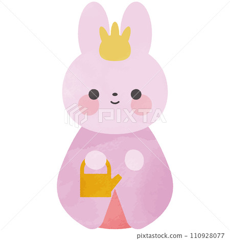 兔子娃娃水彩插圖 110928077