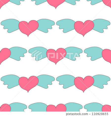 heart wings flying pink blue love pattern 110928655