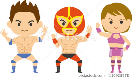 Image illustration of professional wrestlers (male and female set) Image illustration of professional wrestlers (male and female set) 110928978