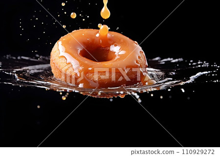 Donuts with plenty of sauce 13 AI generated image 110929272