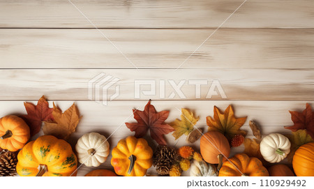 Grateful Gathering A Thanksgiving Table with Harvest Touches.  AI-generated Grateful Gathering A Thanksgiving Table with Harvest Touches.  AI-generated 110929492