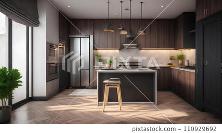 Modern coffeeshop and restaurant or kitchen room interior design.interior background concept. 110929692