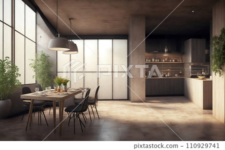 Modern coffeeshop and restaurant or kitchen room interior design.interior background concept. 110929741