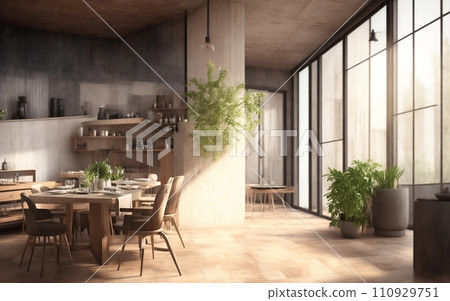 Modern coffeeshop and restaurant or kitchen room interior design.interior background concept. 110929751