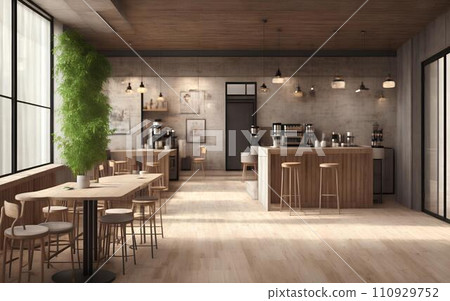 Modern coffeeshop and restaurant or kitchen room interior design.interior background concept. 110929752