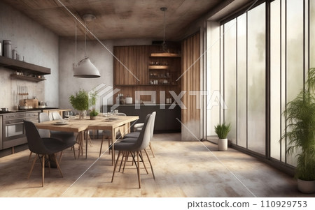 Modern coffeeshop and restaurant or kitchen room interior design.interior background concept. 110929753