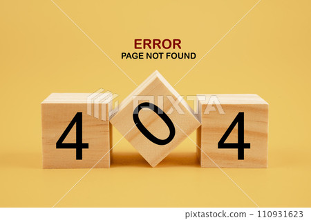 Wooden cubes with 404 error page not found. 110931623