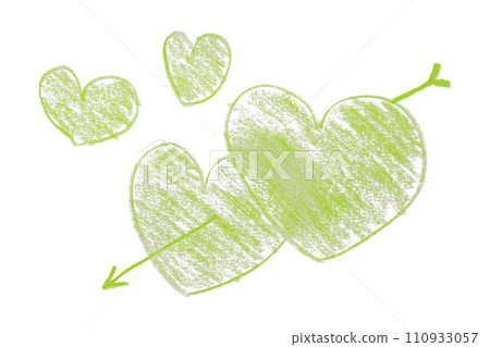 Green lined heart isolated on white background. 110933057