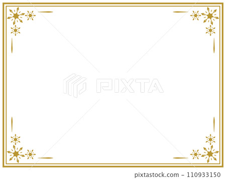 復古/雪花/冬天/相框/畫框/材質/插畫/金色 110933150