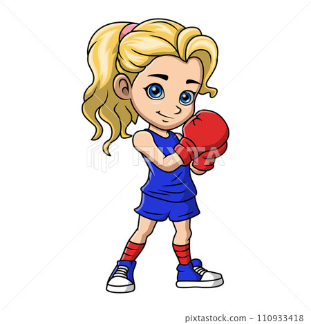 Cute little girl cartoon boxing Cute little girl cartoon boxing 110933418