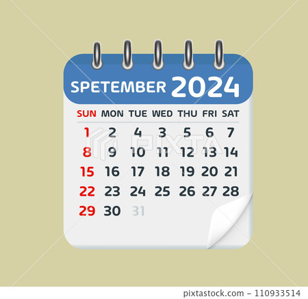 September 2024 Calendar Leaf. Calendar 2024 in flat style 110933514