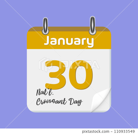 January 30. Calendar leaf on purple background 110933549