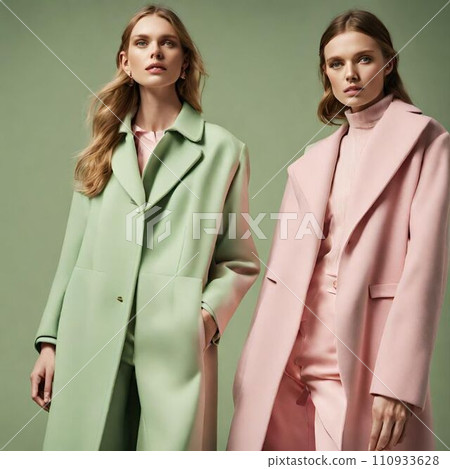 A woman wearing a new spring coat 110933628