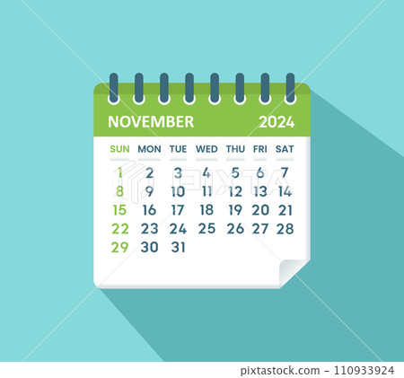 December 2024 Calendar Leaf. Calendar 2024 in flat style 110933924