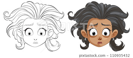 Cartoon Girl Expressions Before and After Cartoon Girl Expressions Before and After 110935432