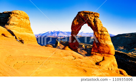 Evening view of Delicate Arch in Arches National Park 110935806