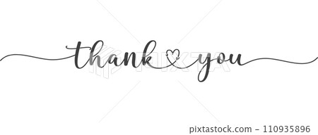 Thank You. Typography Design Inspiration. Stylized calligraphic inscription thank you in one line vector 110935896