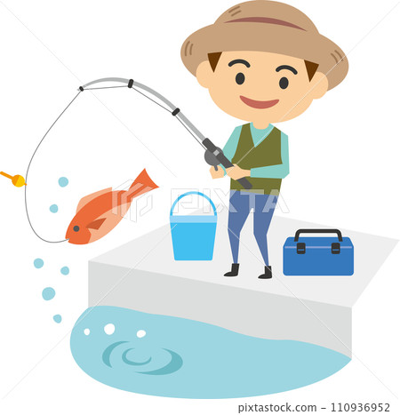 一個人釣魚的圖像插圖 110936952