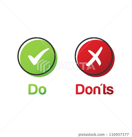 Do's and Don'ts good and bad icon positive vs negative true false like and dislike Do's and Don'ts good and bad icon positive vs negative true false like and dislike 110937377