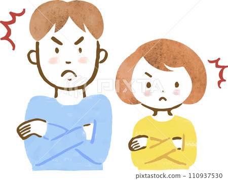 憤怒的男人和女人上半身的手繪插圖 110937530