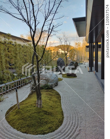 有岩石花園的景觀，從窗戶可以看到黃葉 110937574