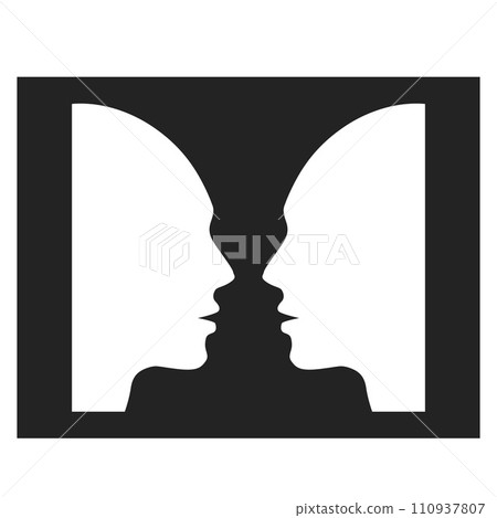 Rubin's vase (trompe l'oeil) black background Rubin's vase (trompe l'oeil) black background 110937807