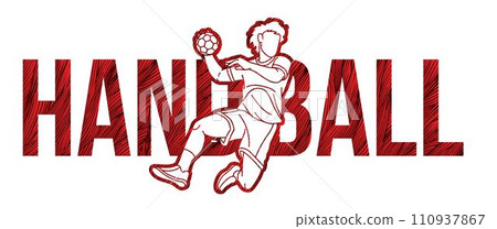 Handball Sport Male Player Action with Text Design Cartoon Graphic Vector Handball Sport Male Player Action with Text Design Cartoon Graphic Vector 110937867