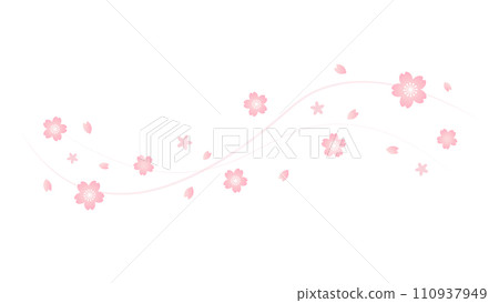 粉紅色櫻花流動波的向量背景圖 110937949