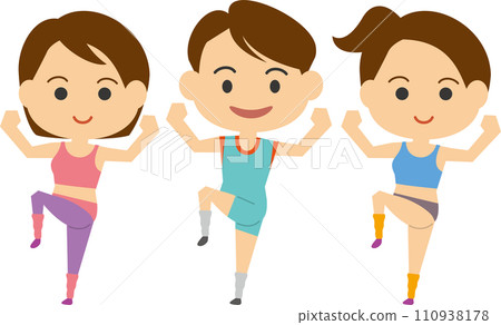 一個男人和一個女人做健身操的圖像插圖 110938178