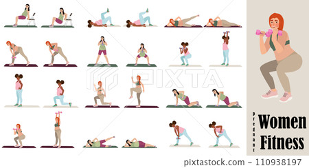 Young pregnant women fitness workout set 110938197