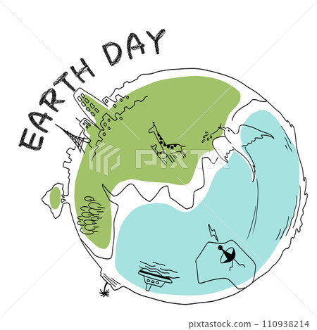 地球日地球線畫插圖 110938214
