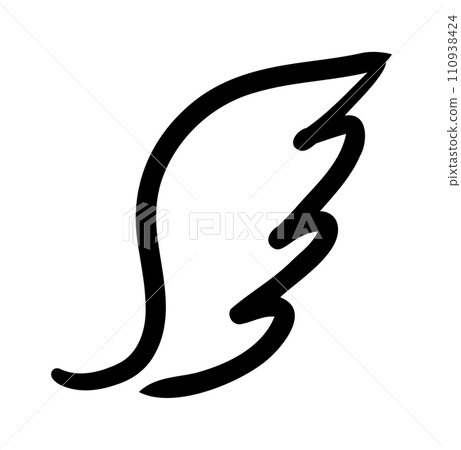 Wings birds and angel. Cartoon doodle bird tattoo wing icon. Feather sketch handdrawn collection 110938424