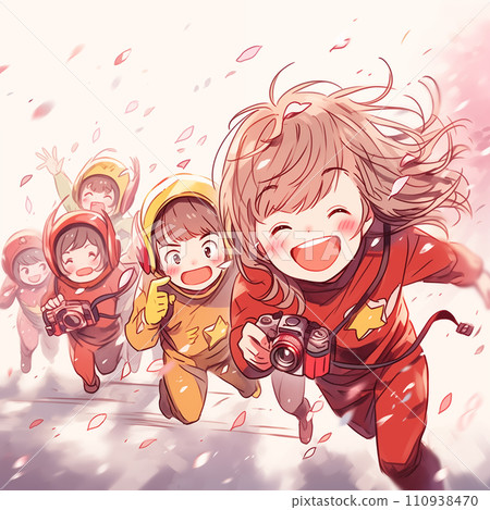 AI圖像生成女孩拍攝櫻花 110938470