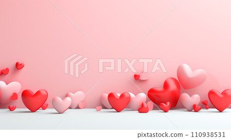 Poster or banner with realistic 3d hearts, symbol of love and st. Valentine's day 110938531