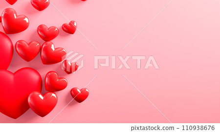 Poster or banner with realistic 3d hearts, symbol of love and st. Valentine's day 110938676
