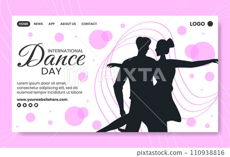 Dance Day Social Media Landing Page Cartoon Hand Drawn Templates Background Illustration 110938816