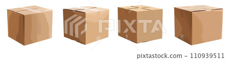 Cardboard box vector set isolated on white background 110939511