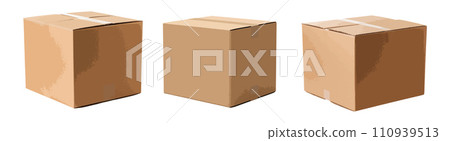 Cardboard box vector set isolated on white background 110939513