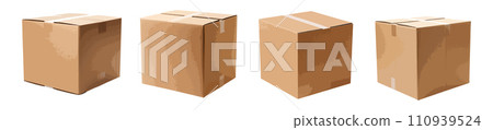 Cardboard box vector set isolated on white background Cardboard box vector set isolated on white background 110939524